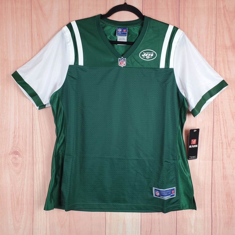 NFL Pro Line New York Jets Womens Jersey Sz Large Green Polyester V-Neck